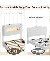 gaomon Bed Frame with 2-Tier Storage Headboard, Upholstered Platform Charging Station and Drawer, Metal Support, No Box Spring Needed,