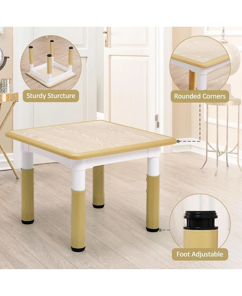 gaomon Modern Kids Table and 4 Chair Set, Height Adjustable Toddler Tables Chairs with Non-Slip Desk