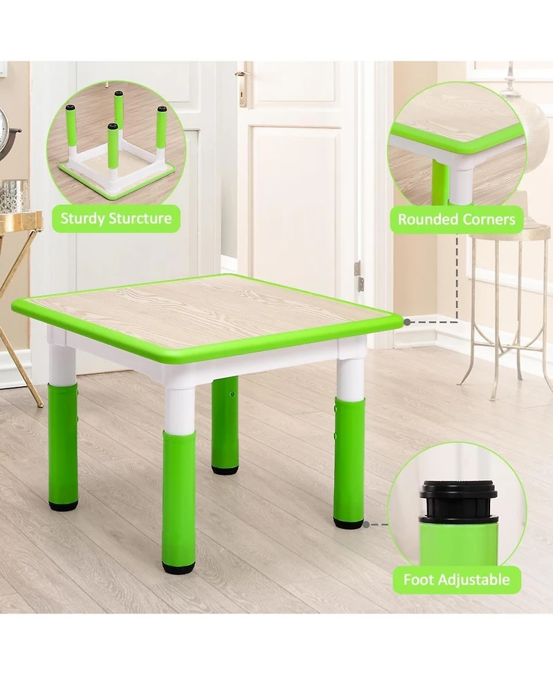 gaomon Modern Kids Table and 4 Chair Set, Height Adjustable Toddler Tables and 4 Chairs with Non-Slip Desk