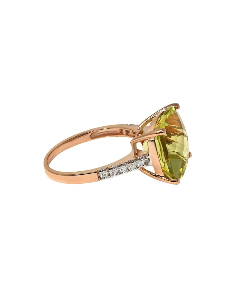 Macy's Lemon Quartz (6 ct. t.w.) and Diamond (1/20 ct. t.w.) Ring in 14k Rose Gold