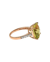 Macy's Lemon Quartz (6 ct. t.w.) and Diamond (1/20 ct. t.w.) Ring in 14k Rose Gold