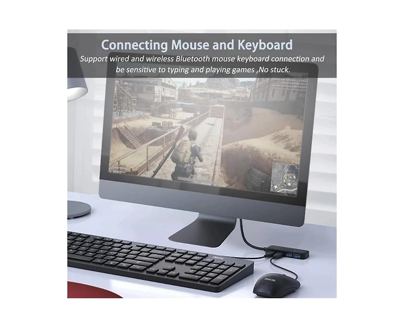 Risokeys 4-Port Usb 3.0 Hub with 5Gbps Transfer Speed, Ultra-Slim Design, Usb Splitter for Office/Gaming/Home