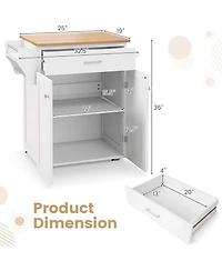 Volenca Rolling Kitchen Island Cart with Spice Rack and Adjustable Shelf, Storage Organizer