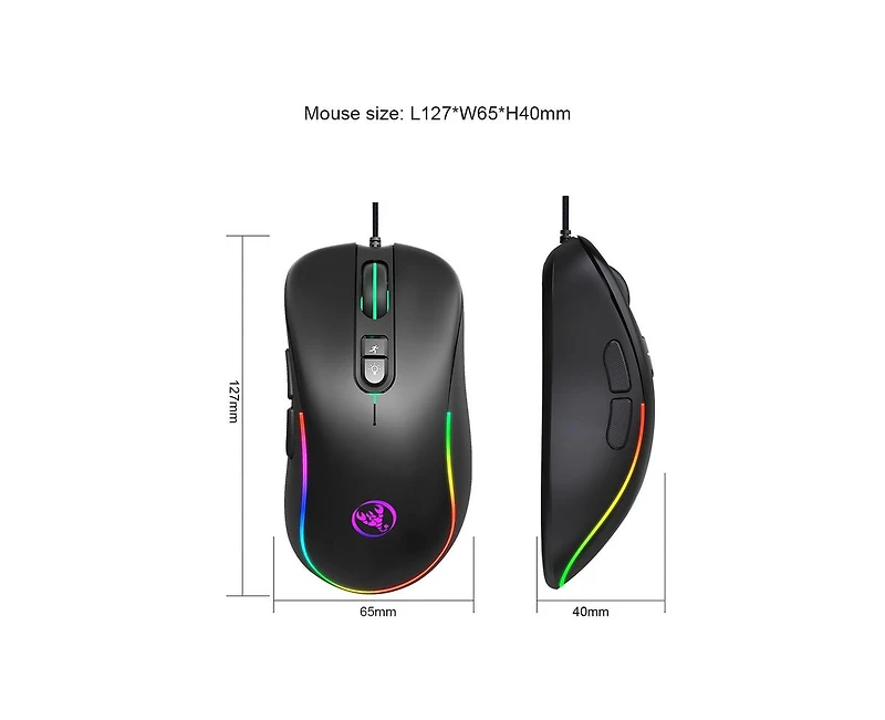 Risokeys Wired Gaming Mouse, Rgb Backlit Mouse with 8000 Dpi Adjustable, Ergonomic Comfort Grip for Pc Gamers, Office & Home Use