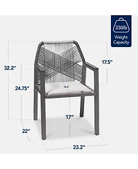 Best Choice Products Set of 2 Indoor/Outdoor Aluminum Woven Rope Dining Chairs w/ Armrests