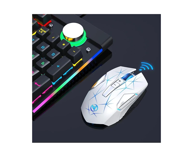 Risokeys 2.4G Wireless Rechargeable Gaming Mouse, 3 Adjustable Dpi (1000/1600/2400), Rgb Backlit, Ergonomic Design for Pc, Laptop, Gamers & Office