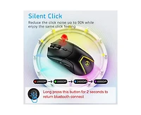 Risokeys Tri-Mode Rechargeable Wireless Mouse, 4000 Dpi Adjustable, Silent Click, Ergonomic Design, (2.4G+Dual BT5.1) for Office Workers, Gamers