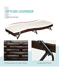 Outsunny Patio Rat Lounge Chair, Cushioned, Adjustable Backrest,