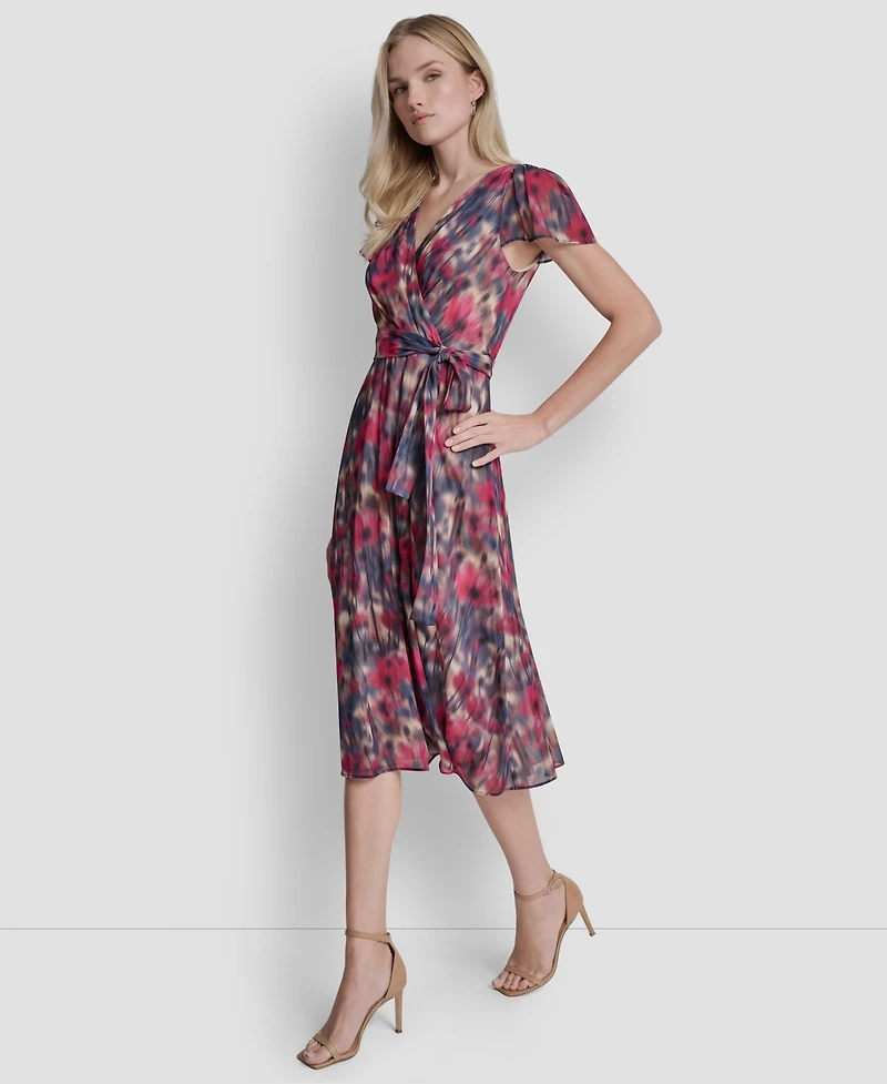 Dkny Women's Flutter Short-Sleeve Midi Dress