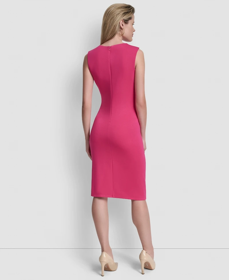 Dkny Women's Sleeveless Jewel Neck Knot Front Dress