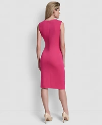 Dkny Women's Sleeveless Jewel Neck Knot Front Dress