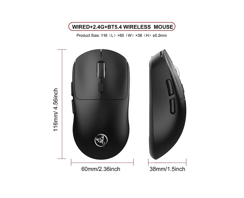 Risokeys Tri-Mode Wireless Gaming Mouse, 6400 Dpi Adjustable, 72g Lightweight, Usb-c Rechargeable, 500mAh Battery, Compatible with Pc, Laptop, Mac