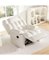 Clihome Upholstered Rocker Recliner Chair with Side Pocket,Ergonomic 110°-160°Adjustable Reclining Chairs for Adults