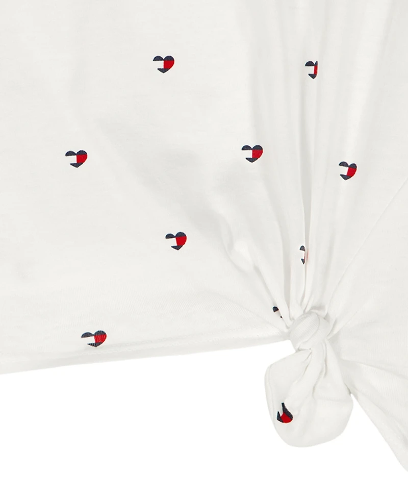 Tommy Hilfiger Girls' 7-16 Allover Heart Print Short-Sleeve T-Shirt