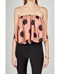 endless rose Women's Polka Dot Bubble Tube Top