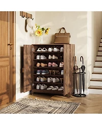 Tribesigns 6 Tier Ribbed Door Shoe Cabinet with Adjustable Shelves