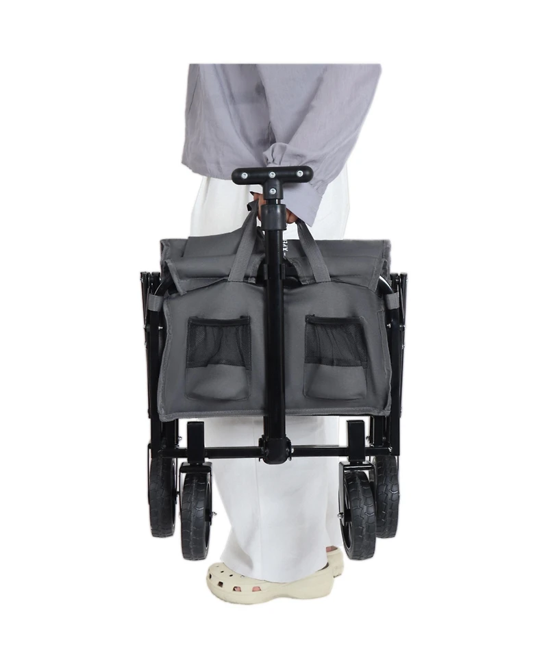 Mondawe Expandable Dual-Layer Storage Wagon Utility Carts w/ 225LBS Capacity, 360° All-Terrain Wheels