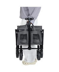 Mondawe Expandable Dual-Layer Storage Wagon Utility Carts w/ 225LBS Capacity, 360° All-Terrain Wheels