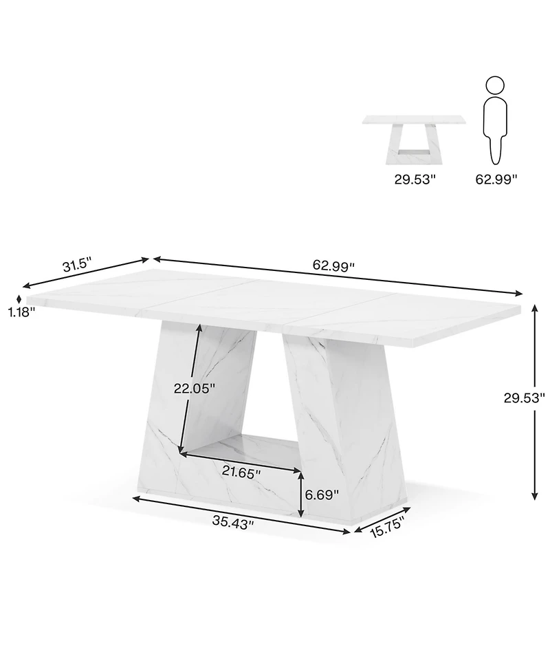 Tribesigns 63-Inch Large Computer Desk, Modern Office Desk Workstation, Simple Style Executive Study Table, Wooden Faux Marble Writing