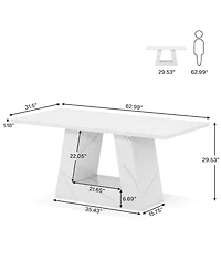 Tribesigns 63-Inch Large Computer Desk, Modern Office Desk Workstation, Simple Style Executive Study Table, Wooden Faux Marble Writing