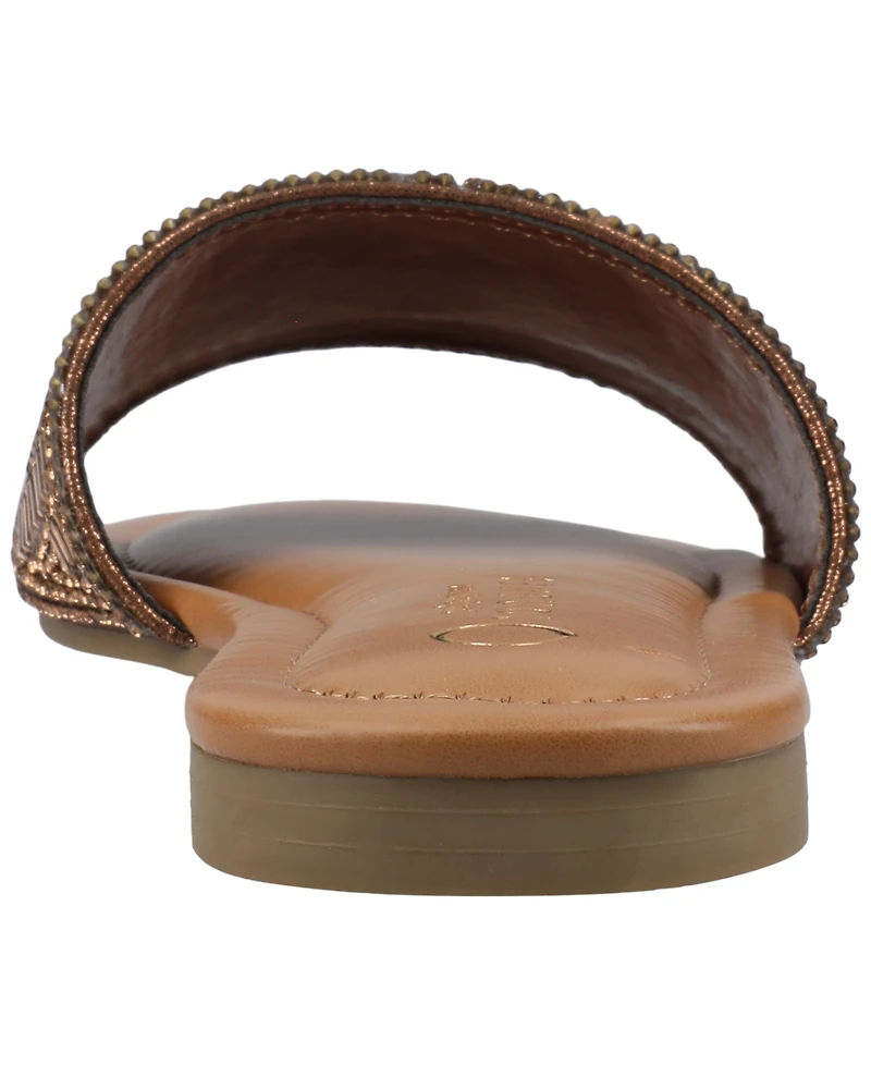 Journee Collection Women's Maria Slip On Metallic Beaded Slide Sandals