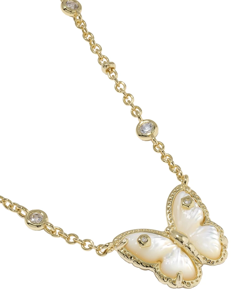 Kendra Scott Imitation Pearl and 14k Gold Over Brass Cailey Butterfly Short Pendant Necklace