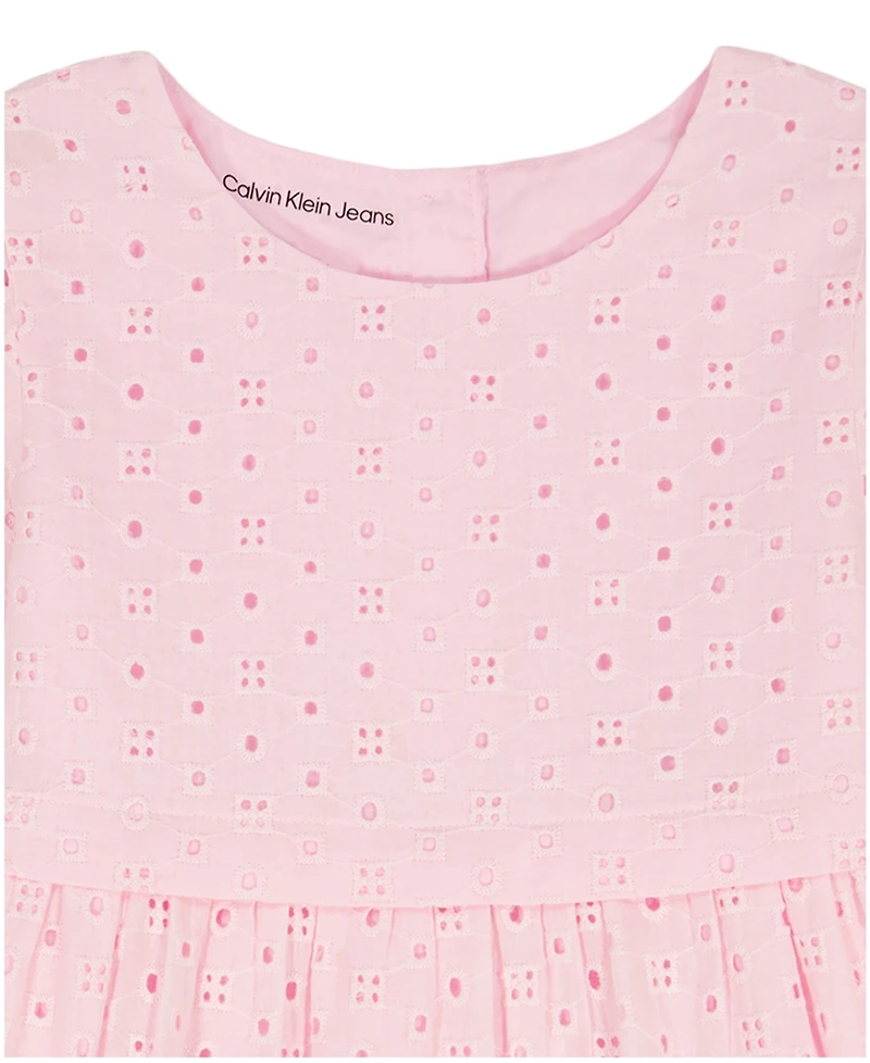 Calvin Klein Girls' Toddler 2T-4T Eyelet Flare Skirt Dress