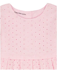Calvin Klein Girls' Toddler 2T-4T Eyelet Flare Skirt Dress