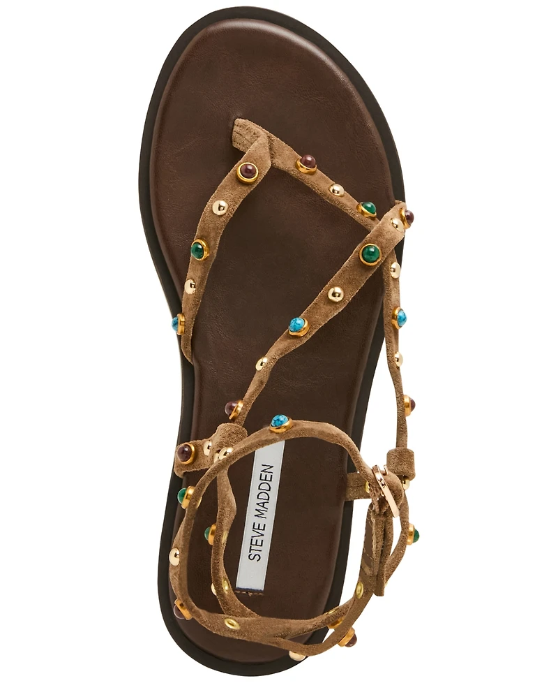 Steve Madden Women's Mathis Embellished Strappy Flat Sandals