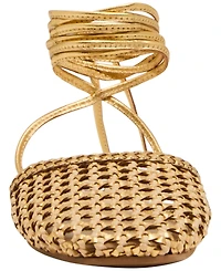 Steve Madden Women's Woven Leg-Wrap Round Toe Flats