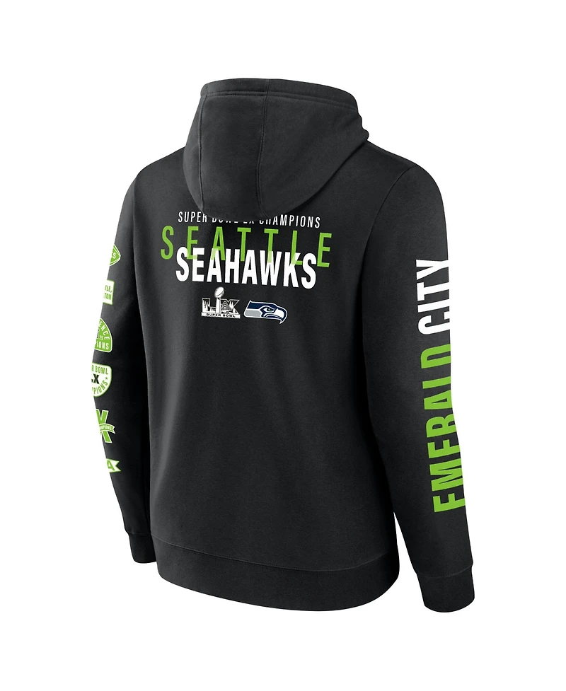Fanatics Men's Black Seattle Seahawks Super Bowl Lx Champions Four Piece Hoodie