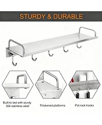 Yigii Stainless Steel Wall-Mounted Spice Rack with 6 Hooks