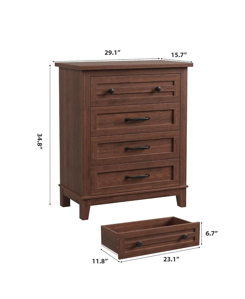 gaomon 4 Dresser for Bedroom, 34.8" Tall Vertical Drawer with Large Storage, Freestanding Wooden Closet Chest Living Room