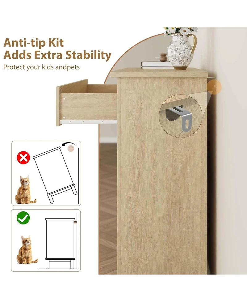 gaomon 4 Dresser for Bedroom, 34.8" Tall Vertical Drawer with Large Storage, Freestanding Wooden Closet Chest Living Room