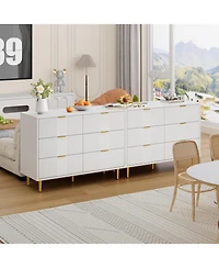 gaomon Fluted Dresser for Bedroom with 6 Drawers, 39.4" Wide Modern Chest of Drawers with Metal Handle, Wooden Closet Clothes Storage Organizer