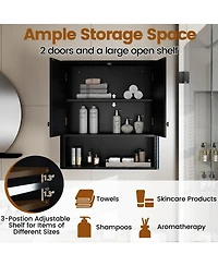 Volenca Fluted Wall-Mount Bathroom Cabinet with Open Shelf, Storage Organizer