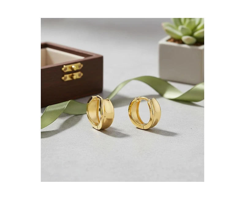 Rachel Glauber Chic Small Huggie Hoop Earrings in 14K Gold Plated