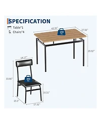gaomon Kitchen Table 5 Piece Dining Table Set For 4 Kitchen Table And Chairs Set for Dining Room, Home Office