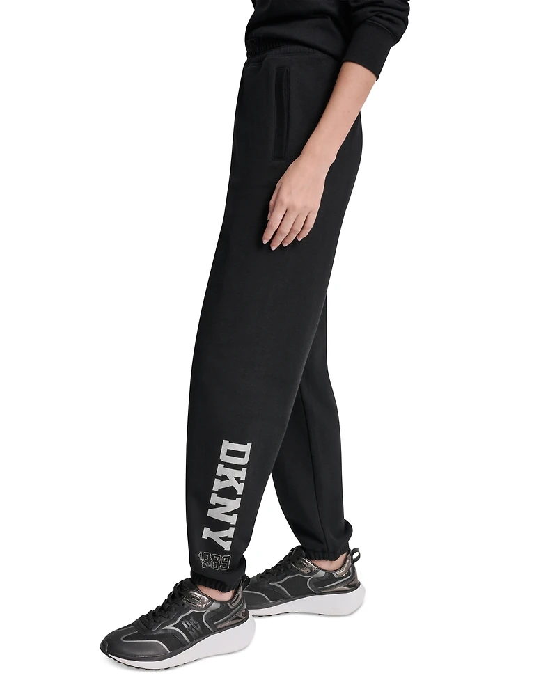 Dkny Sport Women's 1989 Rhinestone Logo High-Rise Relaxed Joggers