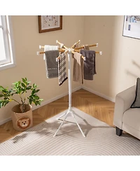 Ecooso 4-Leg Foldable Clothes Drying Rack with 8 Bamboo Rods and 40 Hanger Slots