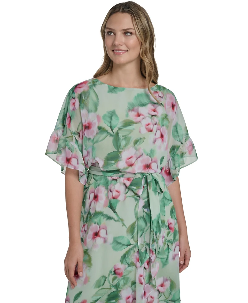 Jessica Howard Women's Ruffle-Sleeve Printed Dress