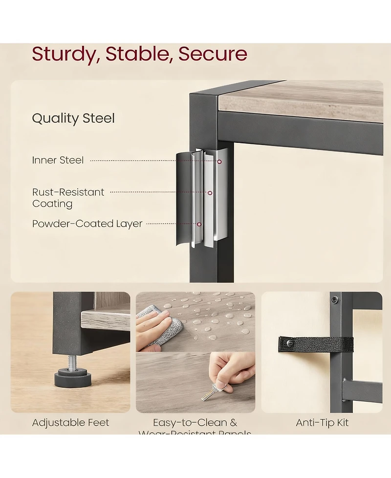 Yigii 4-in-1 Hall Tree with Bench, Adjustable Shoe Shelves, 14 Hooks, Industrial Style