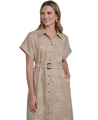 Jessica Howard Petite Button Down Collared Midi Dress