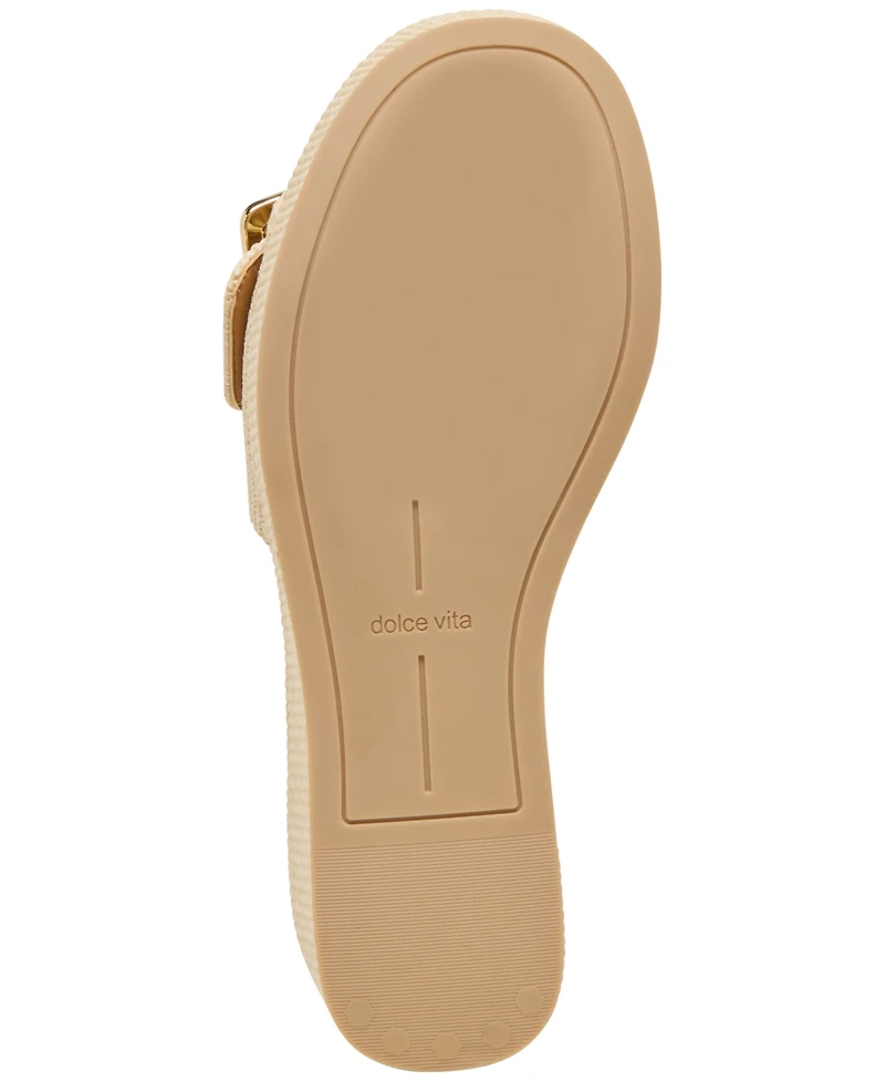 Dolce Vita Women's Jilian Raffia Buckle Platform Slide Wedge Sandals