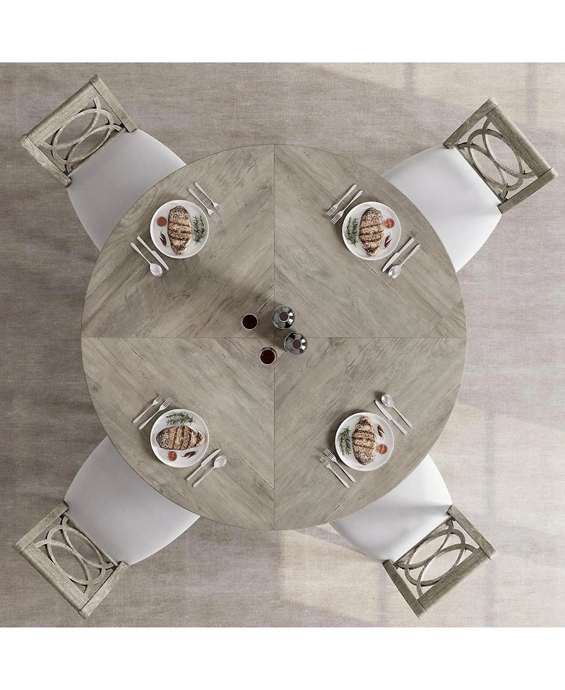 gaomon 47" Round Dining Table Set for 4 to 6, Farmhouse Kitchen with Wooden Top and Pedestal Base, Circle Dinner