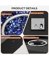 Cowsar 28" Square Propane Fire Pit Table, 40,000 Btu with Cover