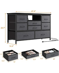 gaomon Dresser Tv Stand with Power Outlet & Led for 55'' Tv, Long Dresser 8 Deep Drawers Chests of Drawers, Wide Console Table
