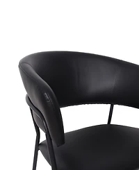 Slate Faux Leather Upholstered Dining Armchairs, Set of 4