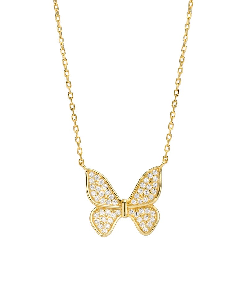 Macy's Cubic Zirconia 14k Gold Over Sterling Silver Butterfly Necklace