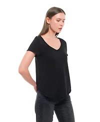 Wilt Clothing Women's Short Sleeve Shrunken V-Neck Shirttail Tee